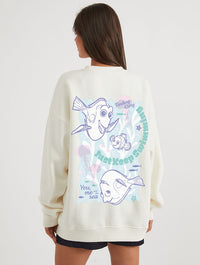 Disney Finding Dory Just Keep Swimming Sweatshirt In White Hoodies & Sweatshirts Skinnydip London