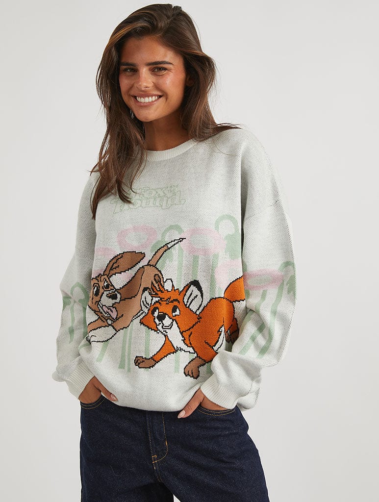 Disney Fox And The Hound Flower Knitted Jumper | Knitwear