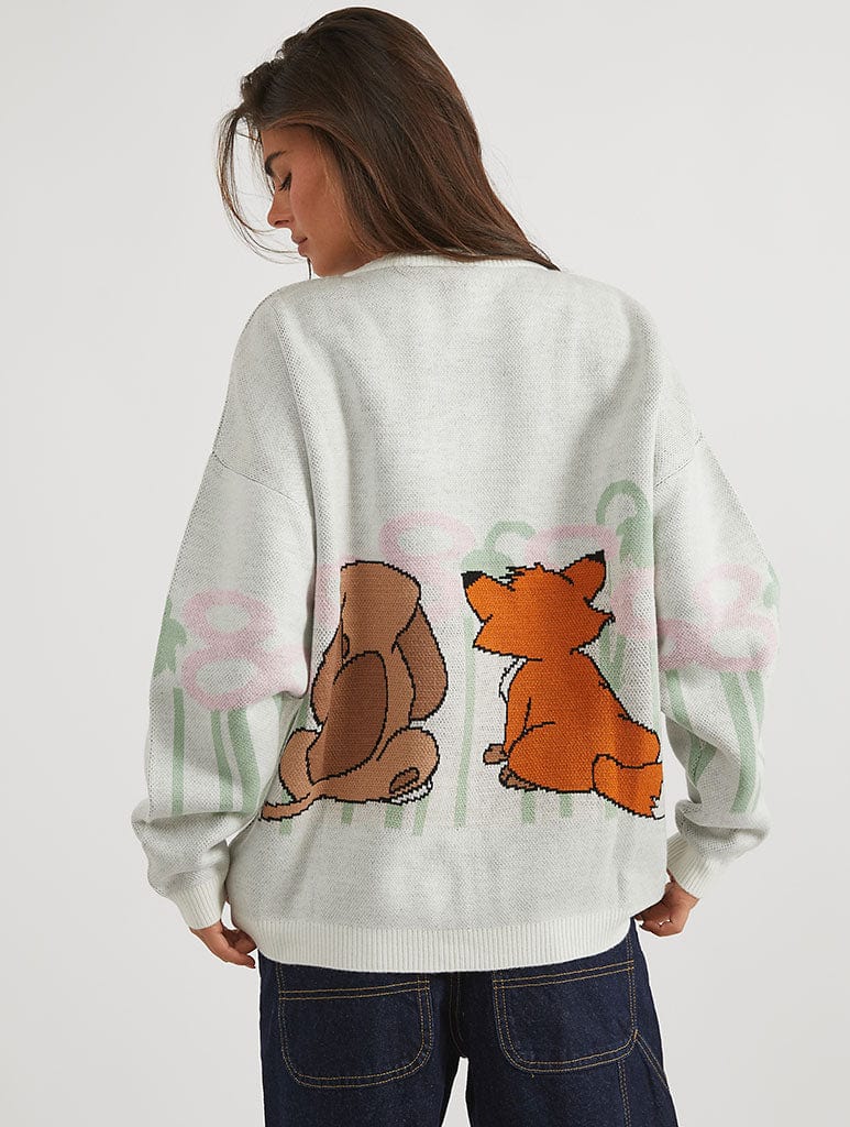 Disney Fox And The Hound Flower Knitted Jumper Jumpers & Cardigans Skinnydip London
