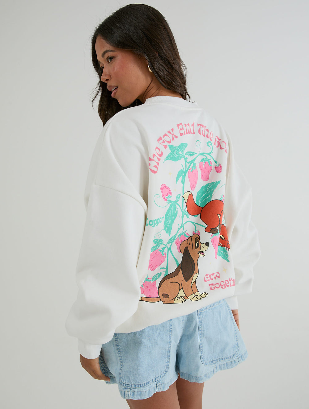 Disney Fox And The Hound Sweatshirt in Ecru Hoodies & Sweatshirts Skinnydip London
