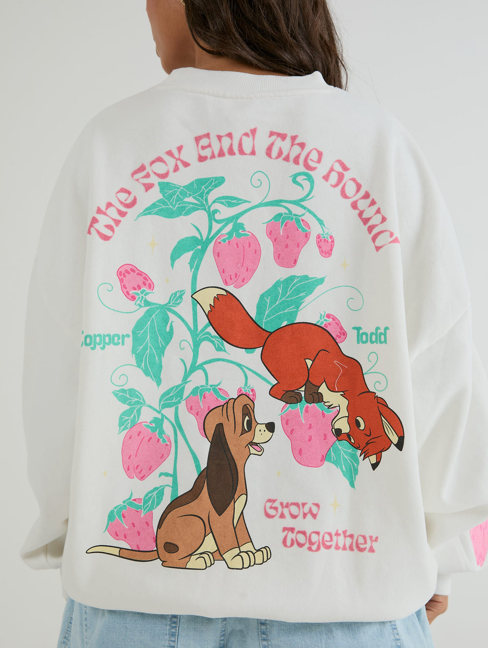 Disney Fox And The Hound Sweatshirt in Ecru Hoodies & Sweatshirts Skinnydip London