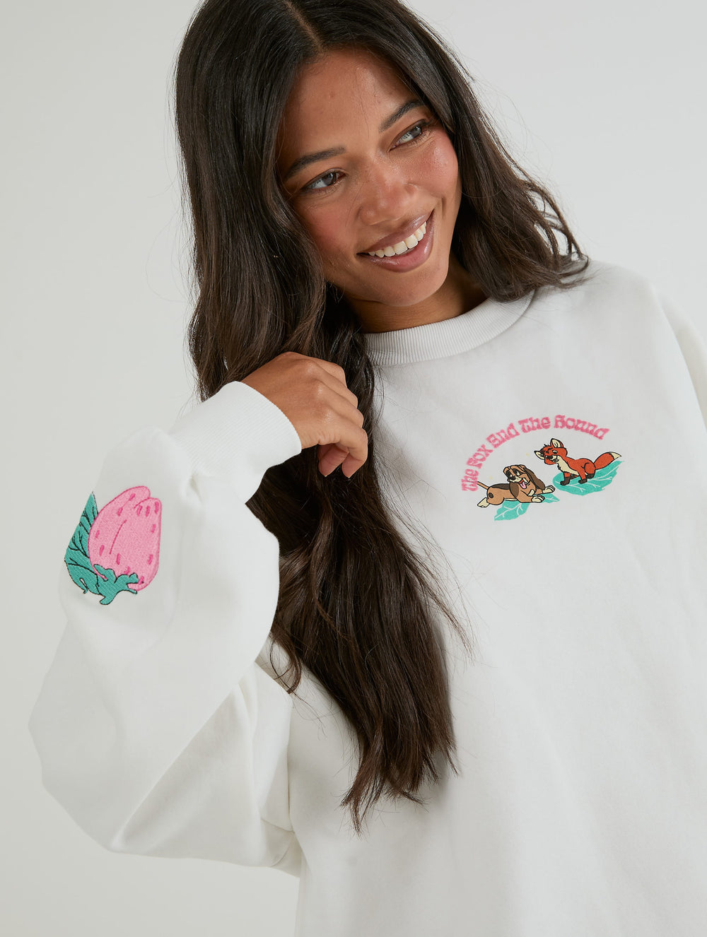 Disney Fox And The Hound Sweatshirt in Ecru Hoodies & Sweatshirts Skinnydip London