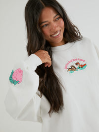 Disney Fox And The Hound Sweatshirt in Ecru Hoodies & Sweatshirts Skinnydip London