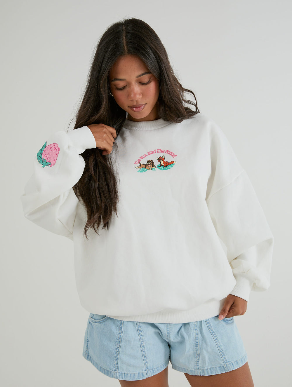 Disney Fox And The Hound Sweatshirt in Ecru Hoodies & Sweatshirts Skinnydip London