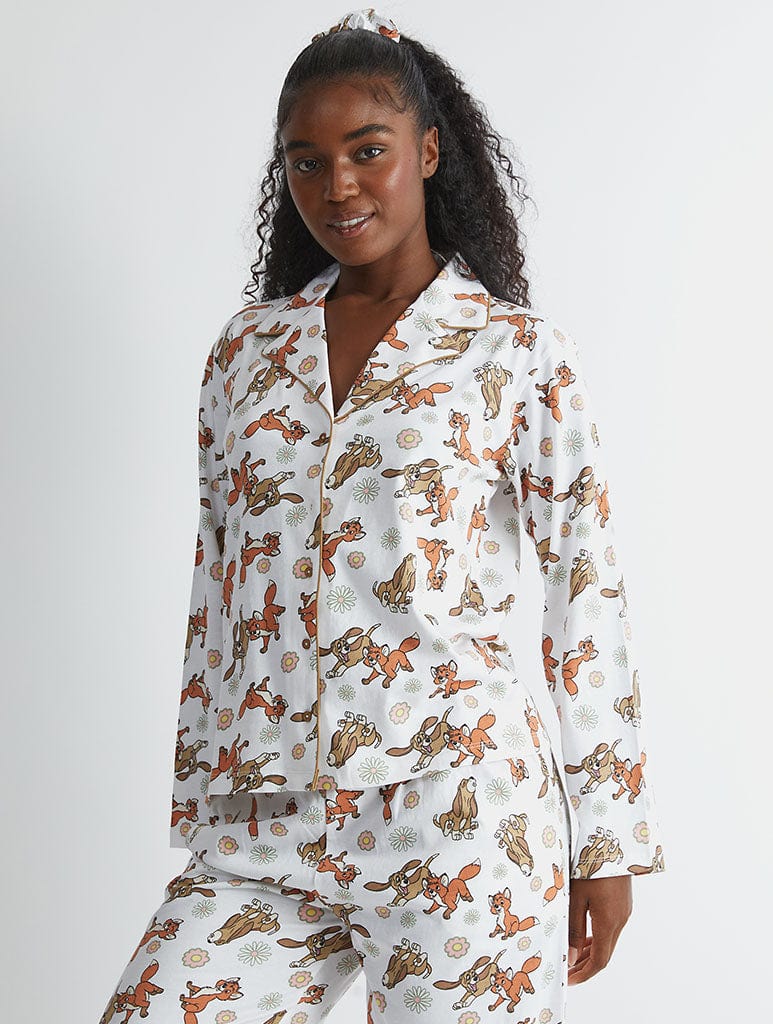 Disney Fox & the Hound Pyjama Set in Ecru Lingerie & Nightwear Skinnydip London