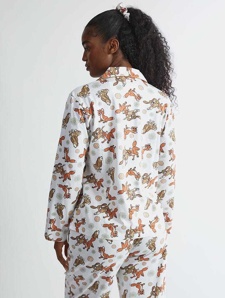 Disney Fox & the Hound Pyjama Set in Ecru Lingerie & Nightwear Skinnydip London