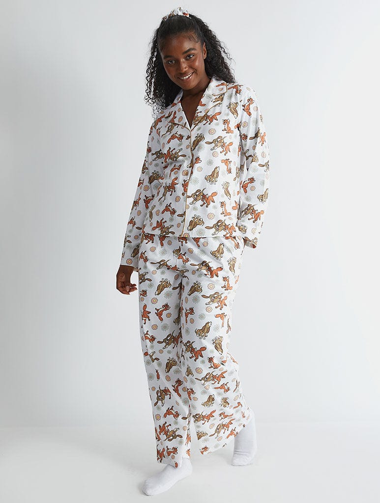 Disney Fox & the Hound Pyjama Set in Ecru Lingerie & Nightwear Skinnydip London