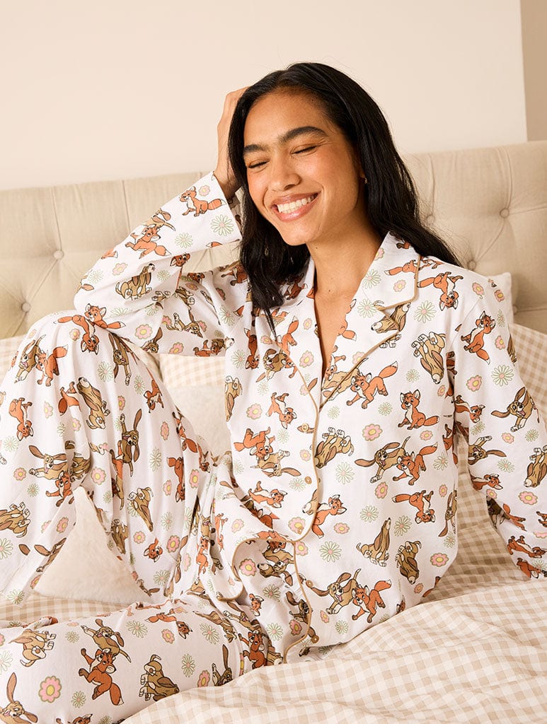 Disney Fox & the Hound Pyjama Set in Ecru Lingerie & Nightwear Skinnydip London