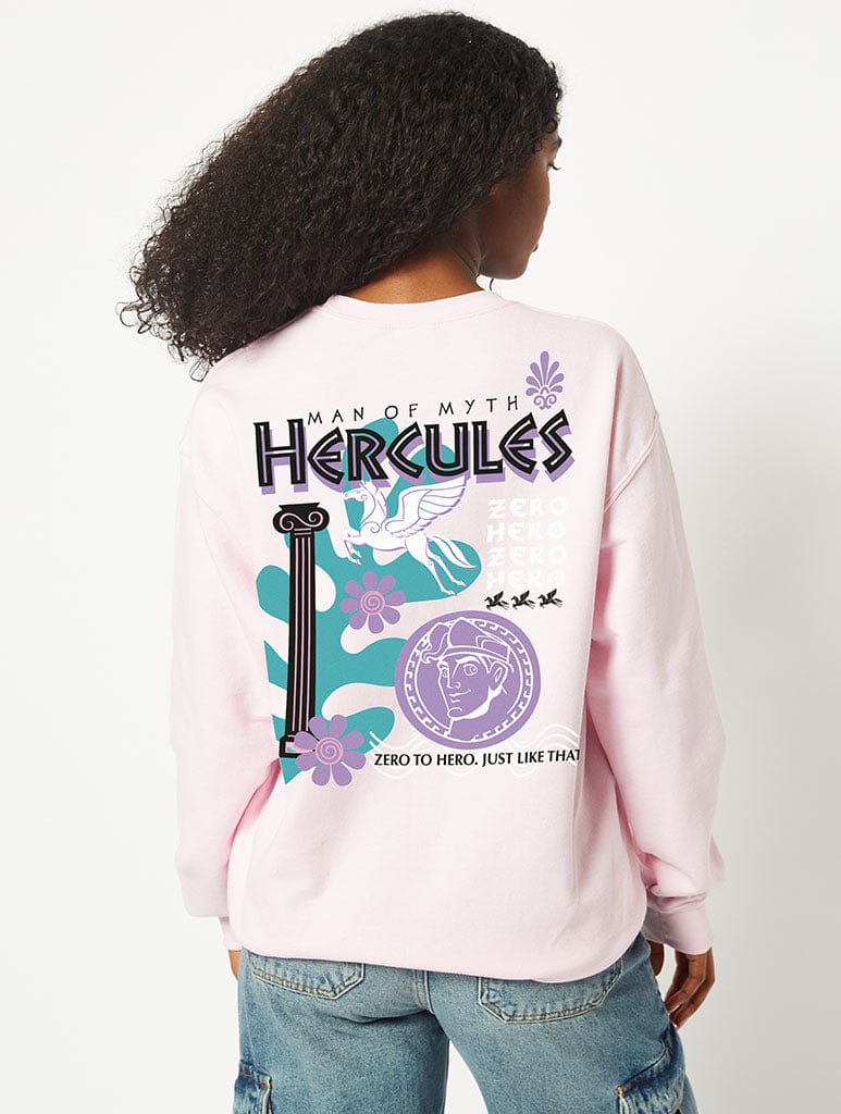Disney Hercules Icon Sweatshirt in Pink Hoodies & Sweatshirts Skinnydip London