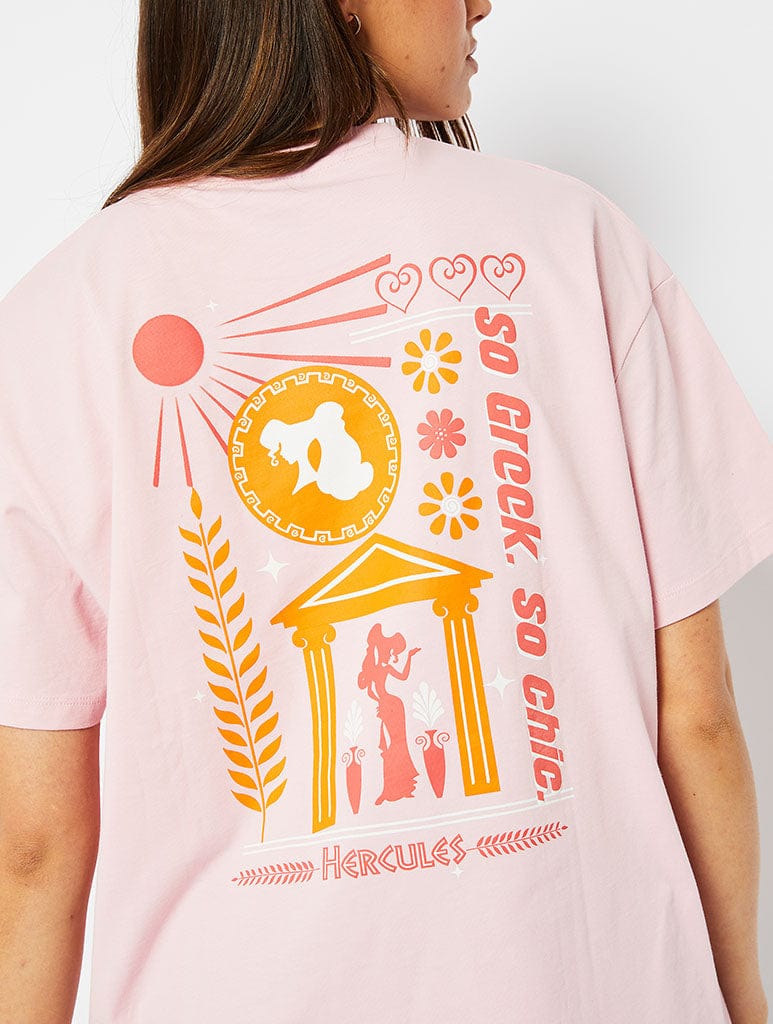 Disney Hercules So Greek So Chic T-Shirt in Pink Tops & T-Shirts Skinnydip London