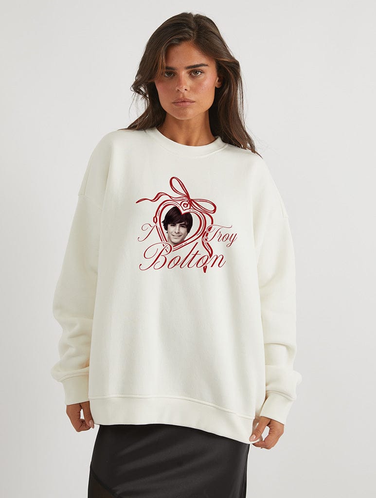 Disney High School Musical Troy Bolton Sweatshirt In White Hoodies & Sweatshirts Skinnydip London