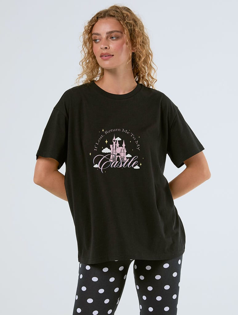 Disney ‘If Lost Return Me To My Castle’ T-Shirt In Black Tops & T-Shirts Skinnydip London