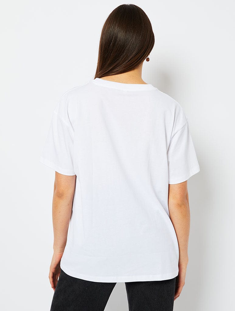 Disney Jaq & Gus Varsity T-Shirt in White Tops & T-Shirts Skinnydip London