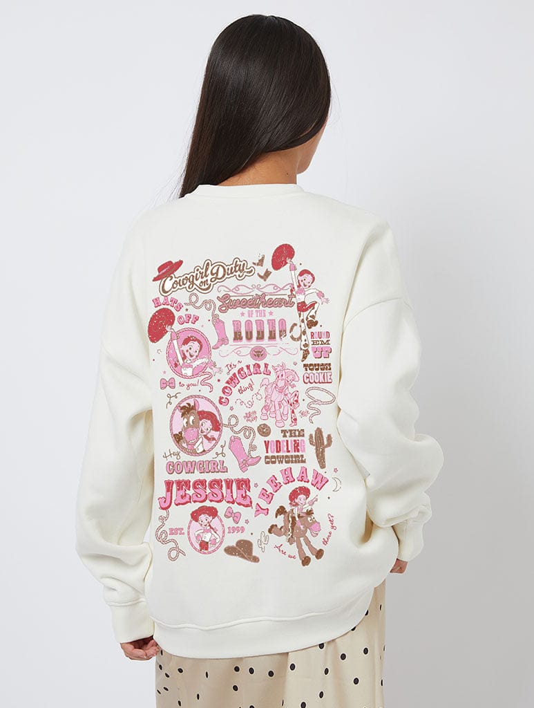 Disney Jessie Poster Sweatshirt In White Hoodies & Sweatshirts Skinnydip London