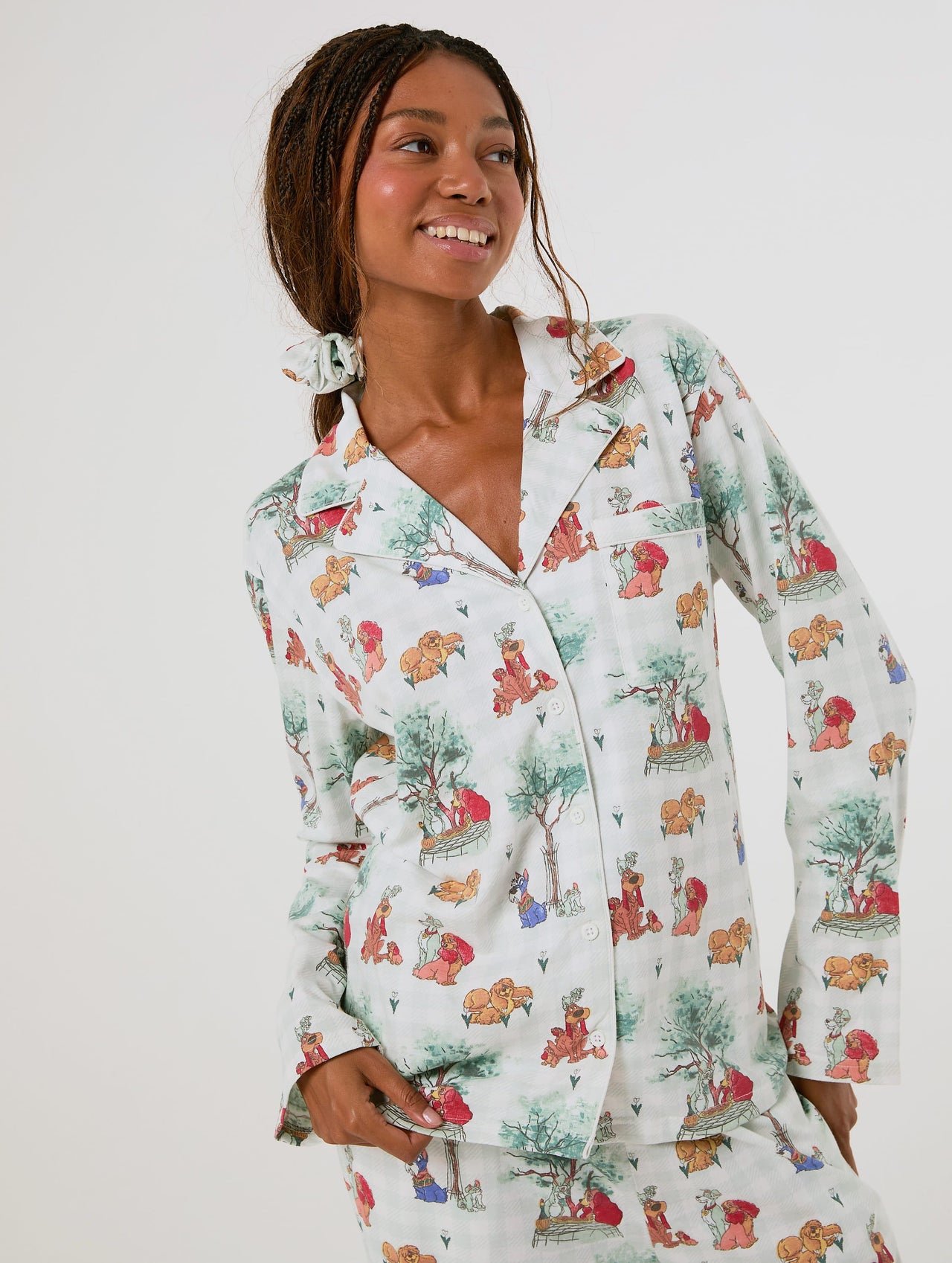 Disney Lady & The Tramp Check Pyjama Set with Scrunchie Lingerie & Nightwear Skinnydip London