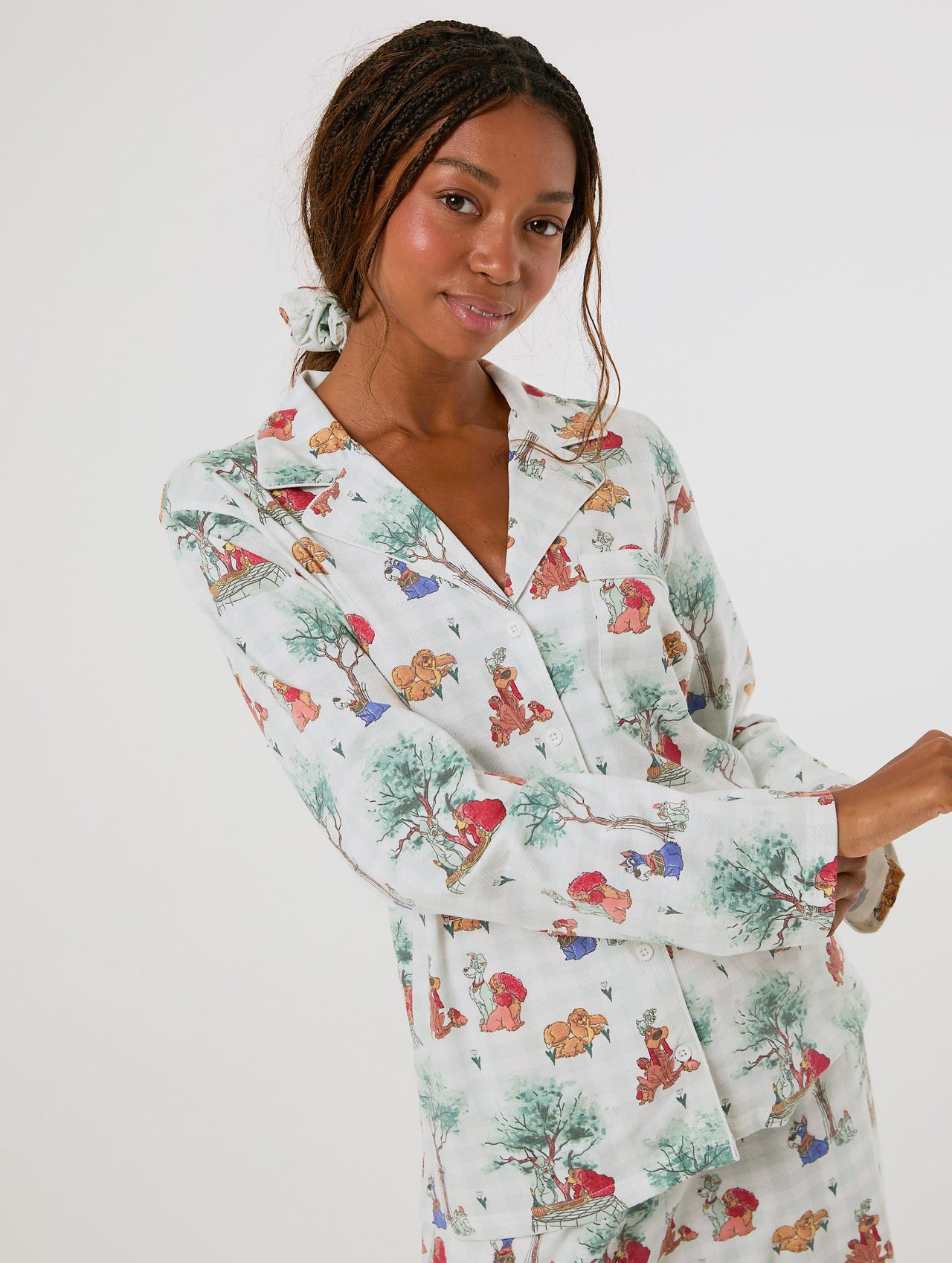 Disney Lady & The Tramp Check Pyjama Set with Scrunchie Lingerie & Nightwear Skinnydip London