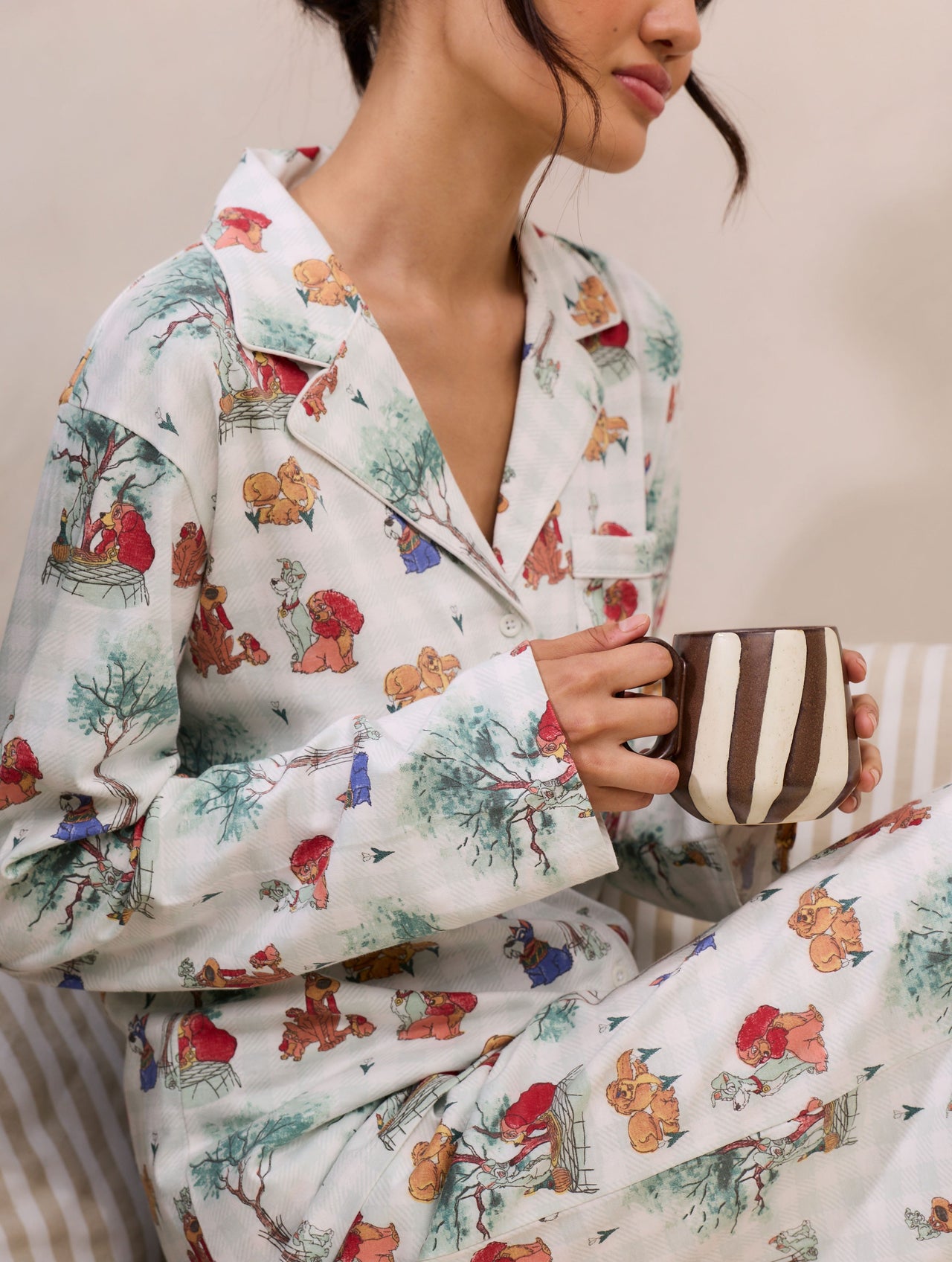 Disney Lady & The Tramp Check Pyjama Set with Scrunchie Lingerie & Nightwear Skinnydip London