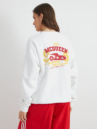 Disney Lightning McQueen Varsity Sweatshirt In White Hoodies & Sweatshirts Skinnydip London