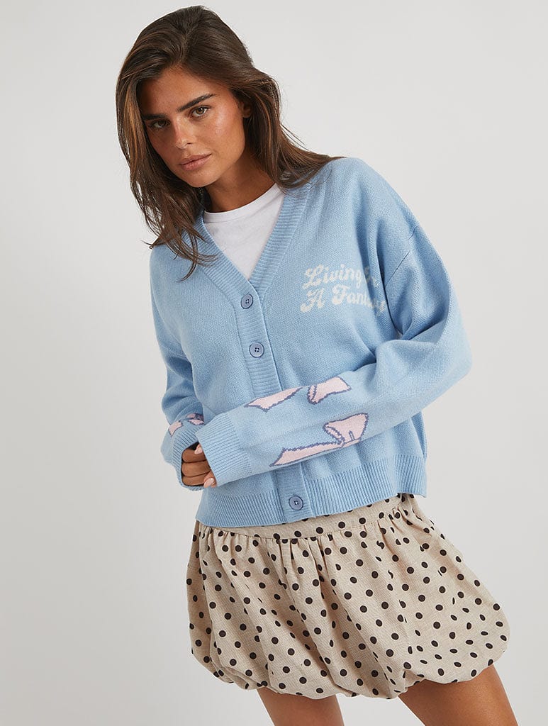 Disney Living In A Fantasy Blue Knitted Cardigan Jumpers & Cardigans Skinnydip London