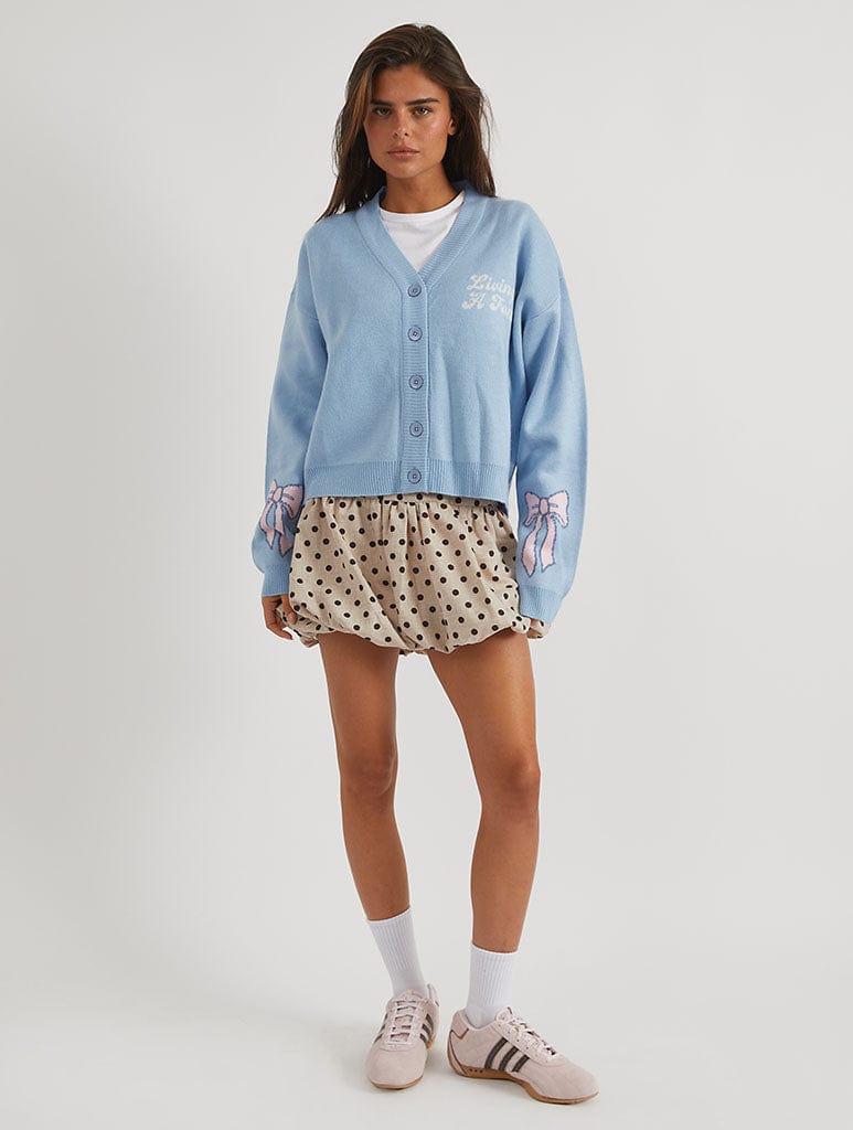 Disney Living In A Fantasy Blue Knitted Cardigan Jumpers & Cardigans Skinnydip London