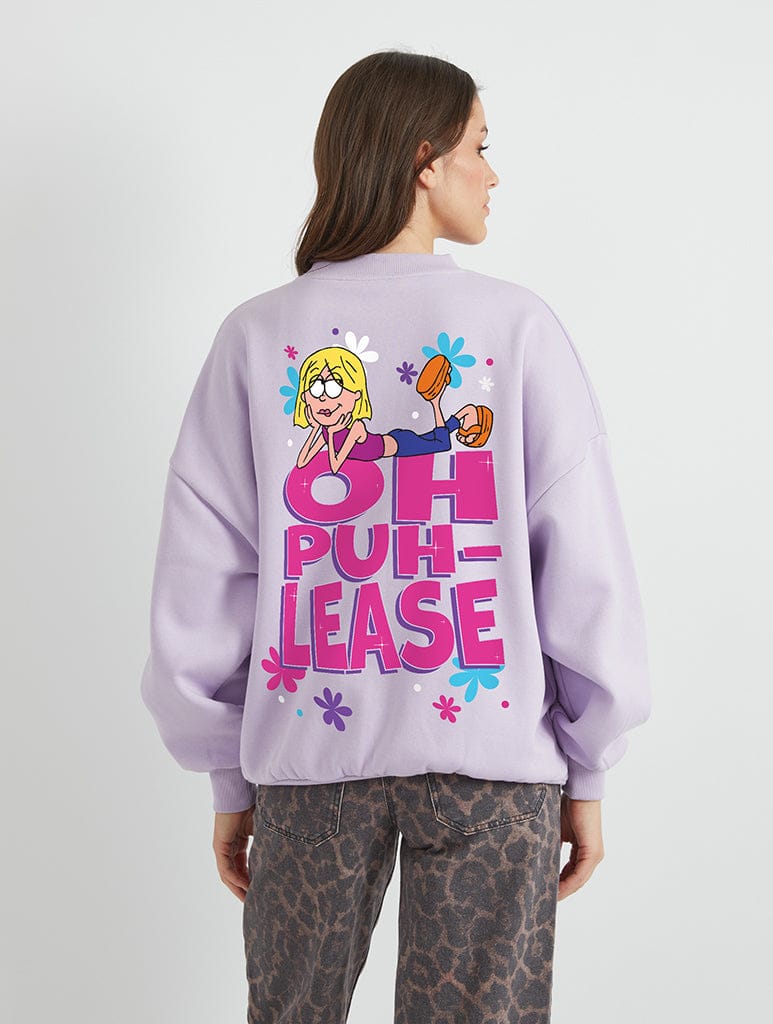 Disney Lizzie McGuire 'Oh Puh-Lease' Sweatshirt In Lilac Hoodies & Sweatshirts Skinnydip London