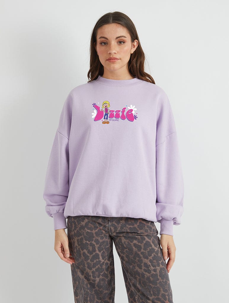 Disney Lizzie McGuire 'Oh Puh-Lease' Sweatshirt In Lilac Hoodies & Sweatshirts Skinnydip London