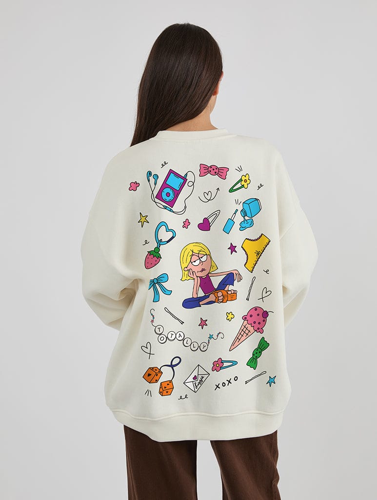Disney Lizzie McGuire Sticker Sweatshirt In White Hoodies & Sweatshirts Skinnydip London