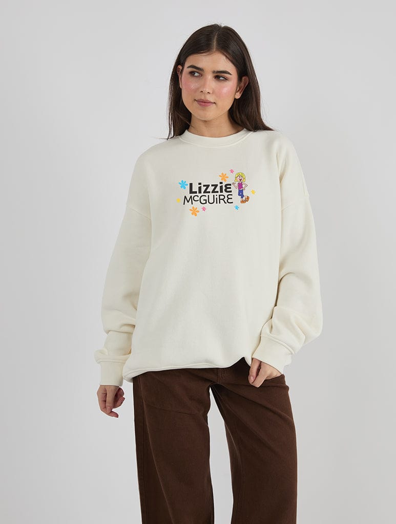 Disney Lizzie McGuire Sticker Sweatshirt In White Hoodies & Sweatshirts Skinnydip London