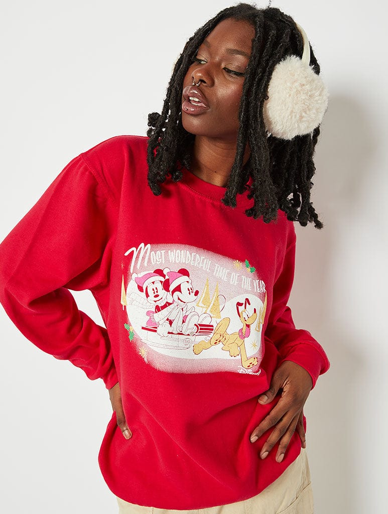Disney Mickey and Minnie Christmas Poster Sweater Hoodies & Sweatshirts Skinnydip London