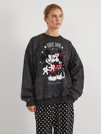 Disney Mickey and Minnie True Love Sweatshirt In Acid Wash Hoodies & Sweatshirts Skinnydip London