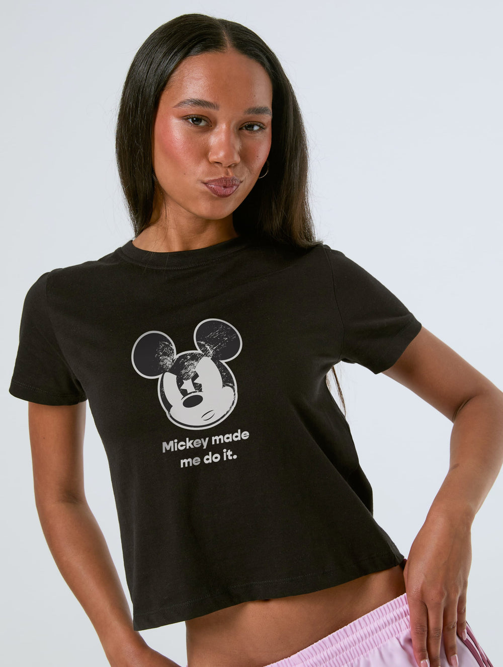 Disney Mickey Made Me Do It Baby T-Shirt In Black Tops & T-Shirts Skinnydip London