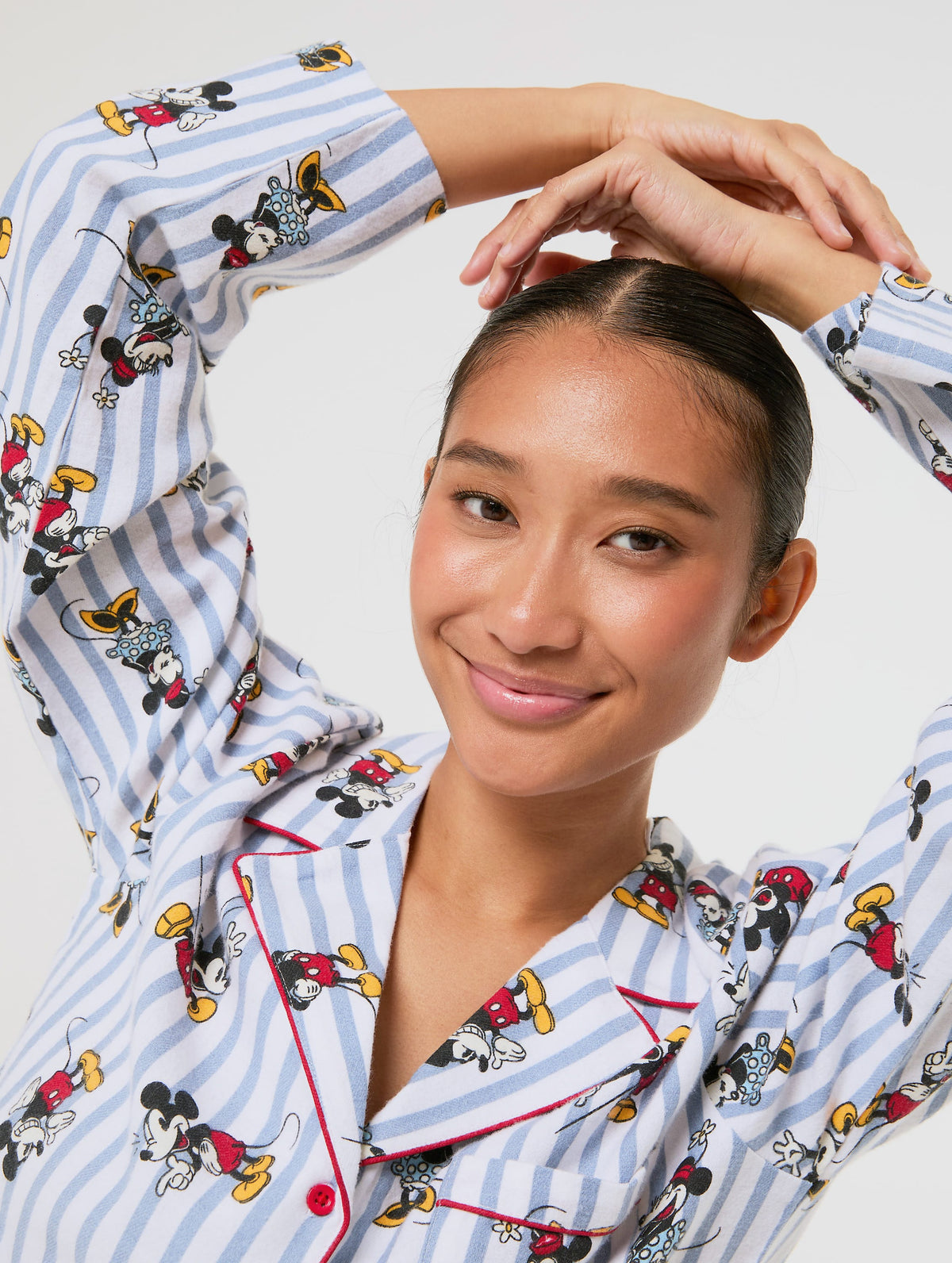 Disney Mickey & Minnie Stripe Pyjama Set with Scrunchie Lingerie & Nightwear Skinnydip London