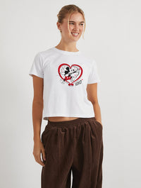 Disney Mickey Mouse Cupid Baby Tee In White Tops & T-Shirts Skinnydip London