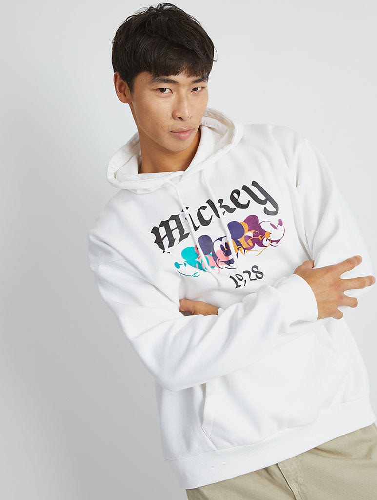 Disney Mickey Mouse Gothic Hoodie In White Hoodies & Sweatshirts Skinnydip London
