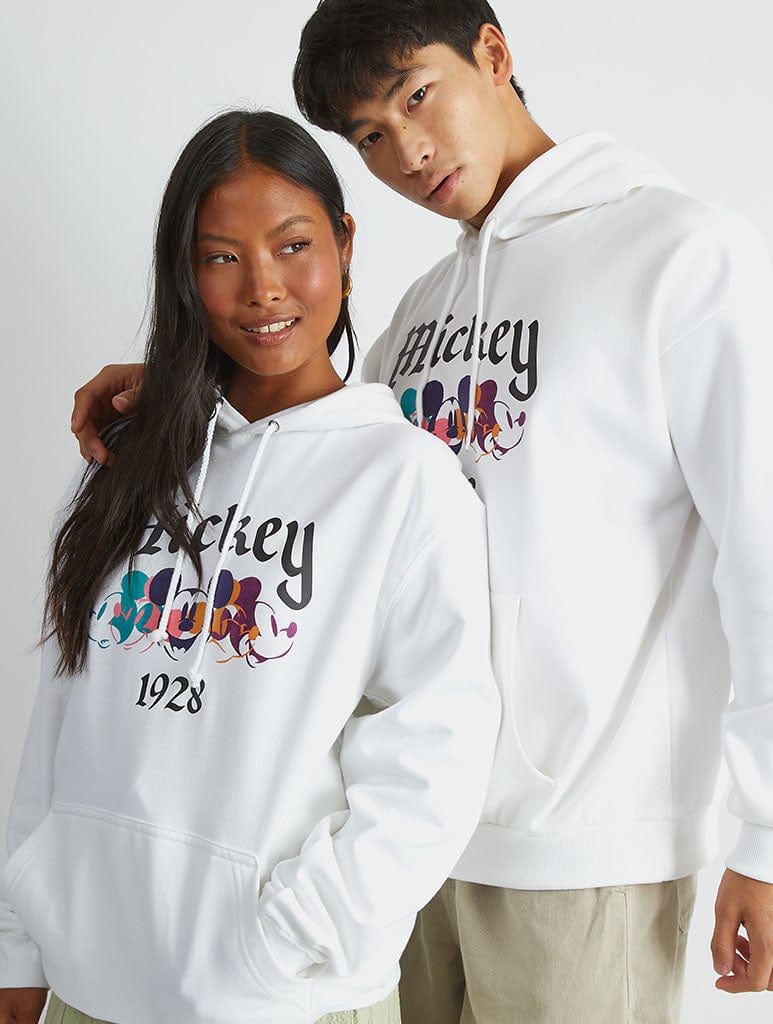 Disney Mickey Mouse Gothic Hoodie In White Hoodies & Sweatshirts Skinnydip London