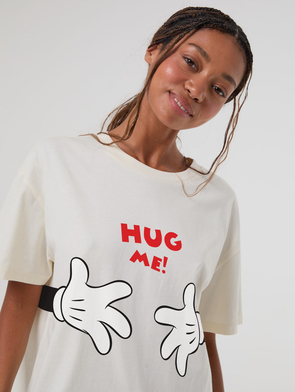 Disney Mickey Mouse Hug Me! T-Shirt In White Tops & T-Shirts Skinnydip London