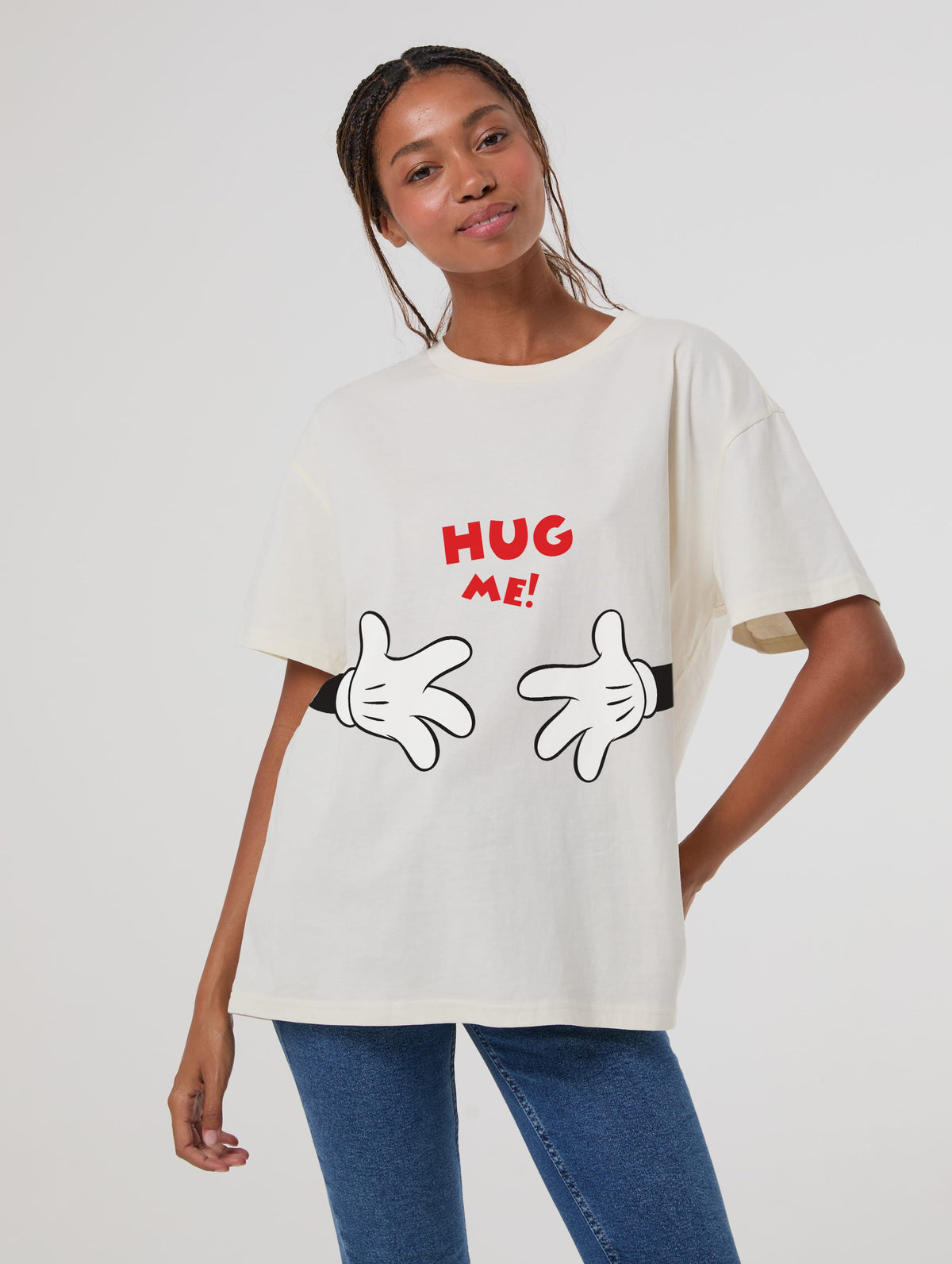 Disney Mickey Mouse Hug Me! T-Shirt In White Tops & T-Shirts Skinnydip London