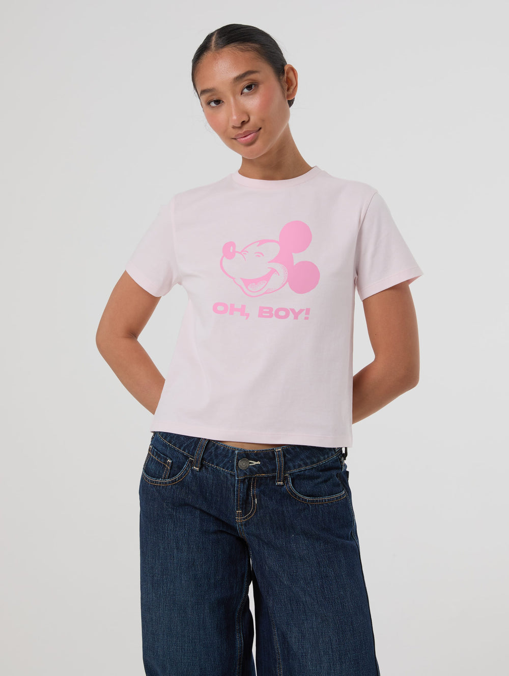 Disney Mickey Mouse Oh Boy! Pink Baby T-Shirt In Pink Tops & T-Shirts Skinnydip London