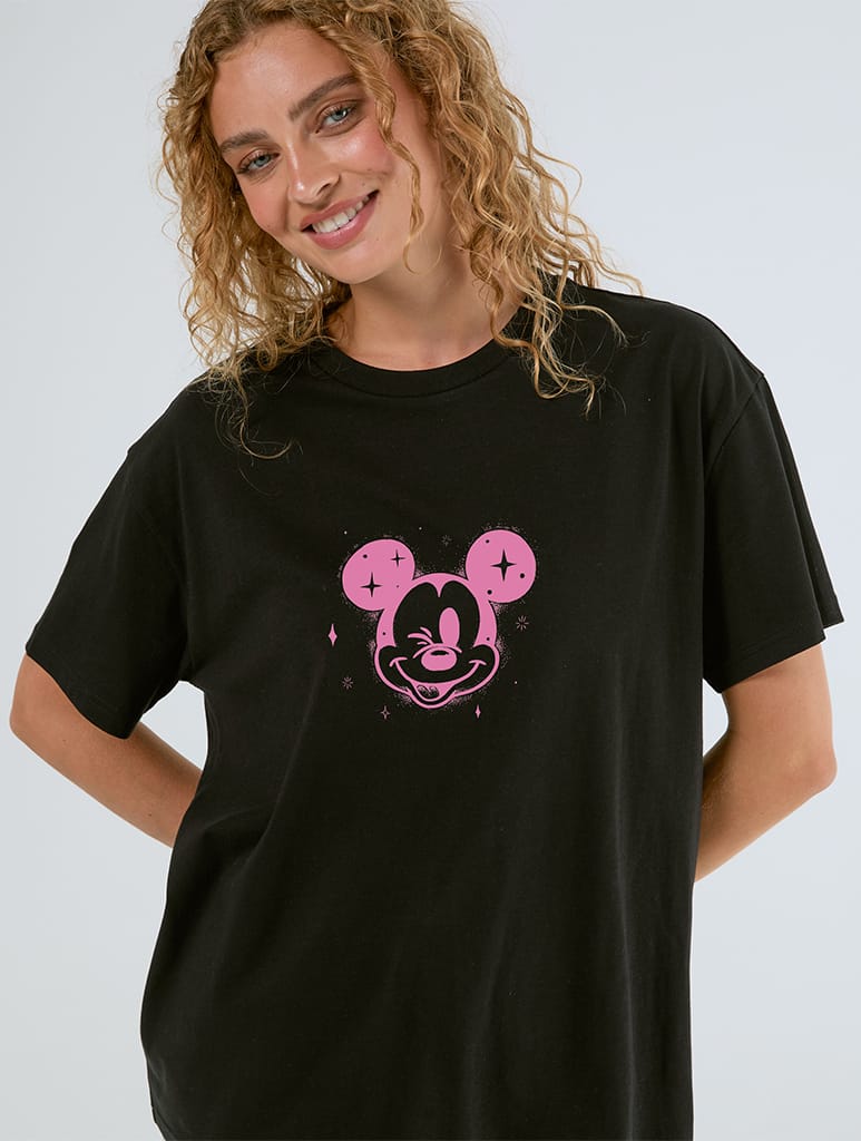 Disney Mickey Mouse Original Spray Paint T-Shirt In Black Tops & T-Shirts Skinnydip London