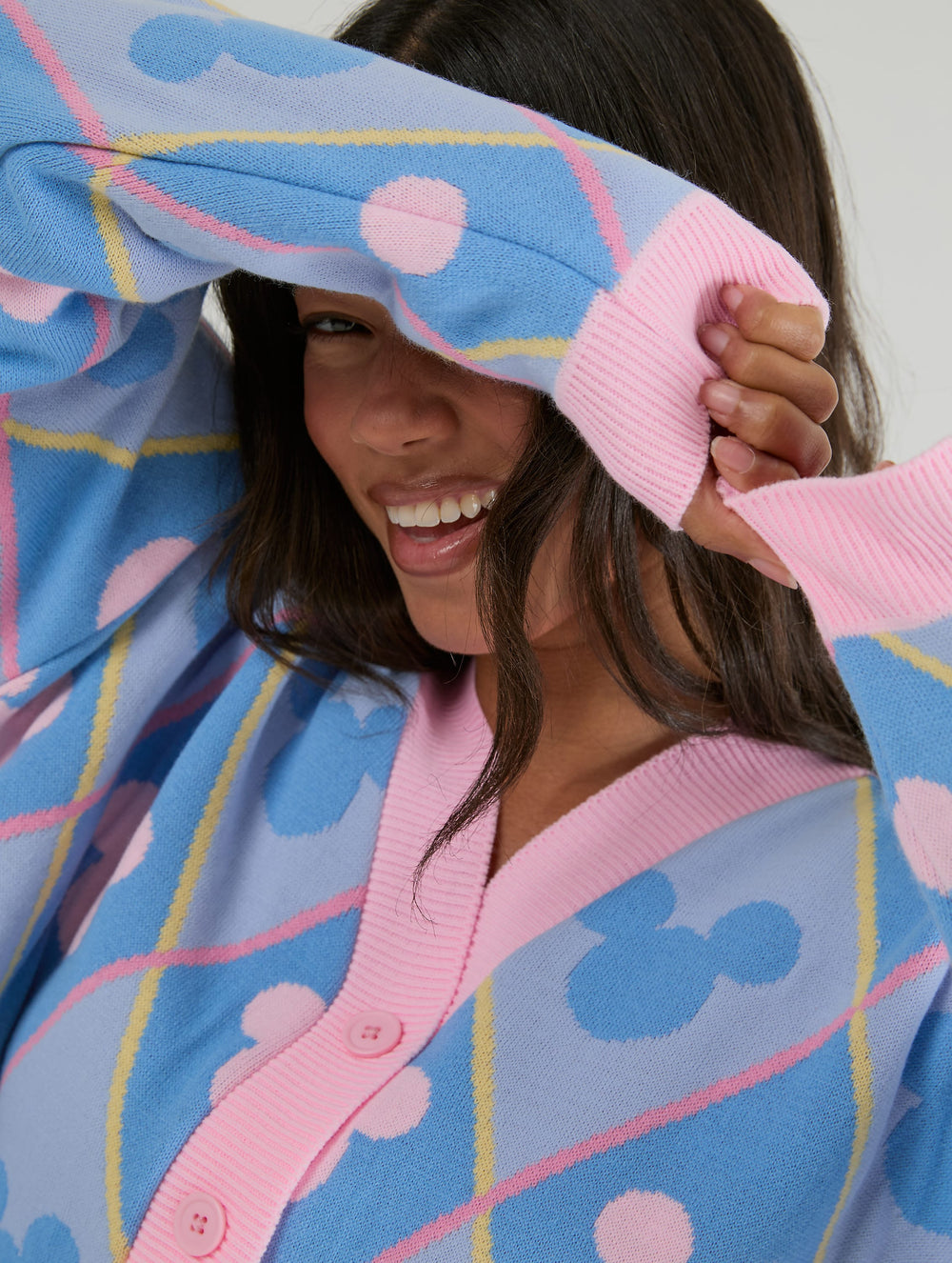Disney Mickey Mouse Repeat Knitted Cardigan Jumpers & Cardigans Skinnydip London