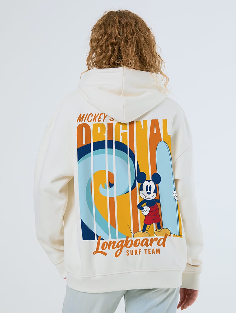 Disney Mickey Mouse Surf Hoodie In White Hoodies & Sweatshirts Skinnydip London
