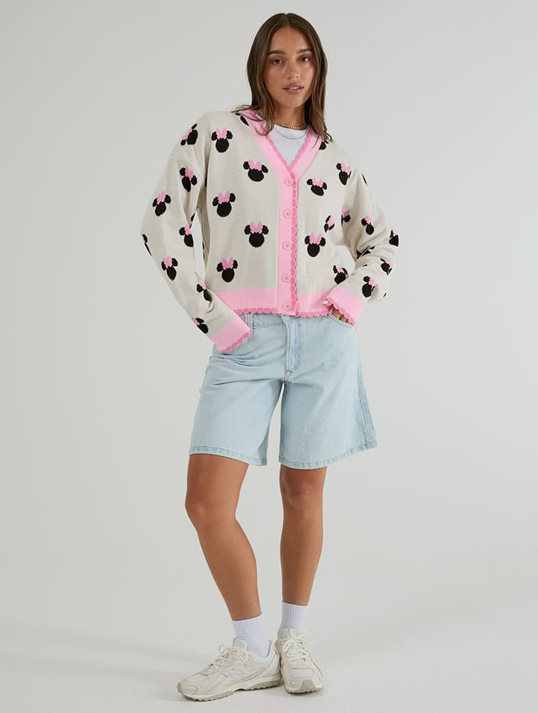 Disney Minnie Mouse Ecru Knitted Cardigan Jumpers & Cardigans Skinnydip London