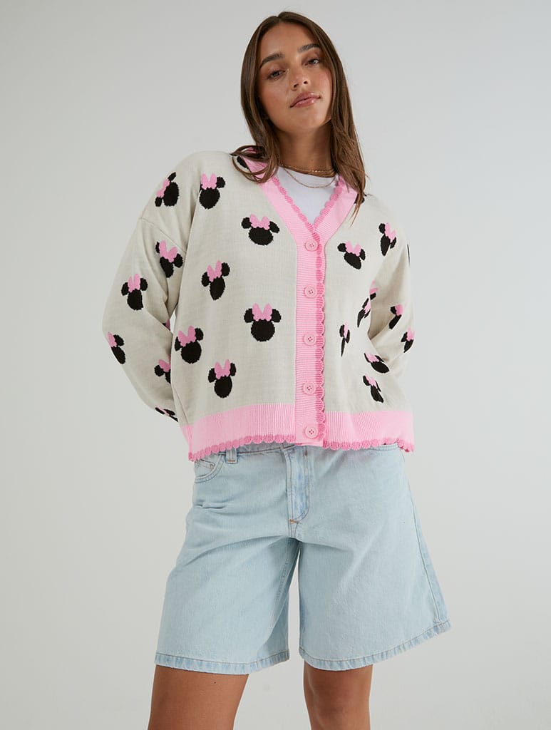 Disney Minnie Mouse Ecru Knitted Cardigan Jumpers & Cardigans Skinnydip London
