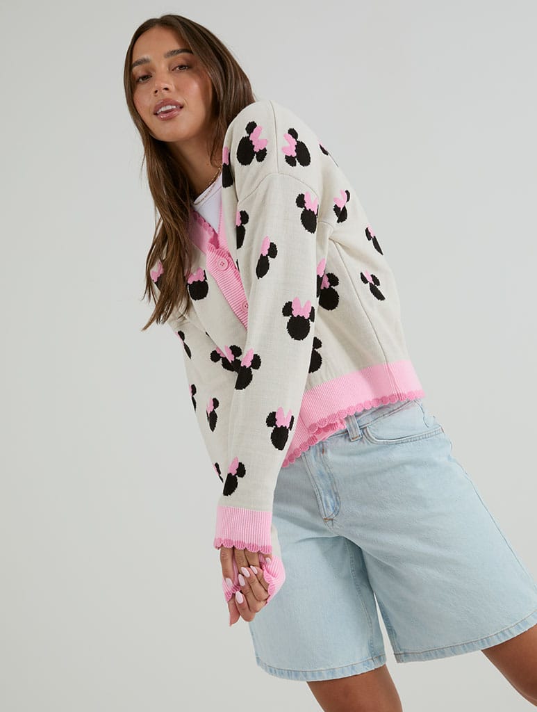 Disney Minnie Mouse Ecru Knitted Cardigan Jumpers & Cardigans Skinnydip London