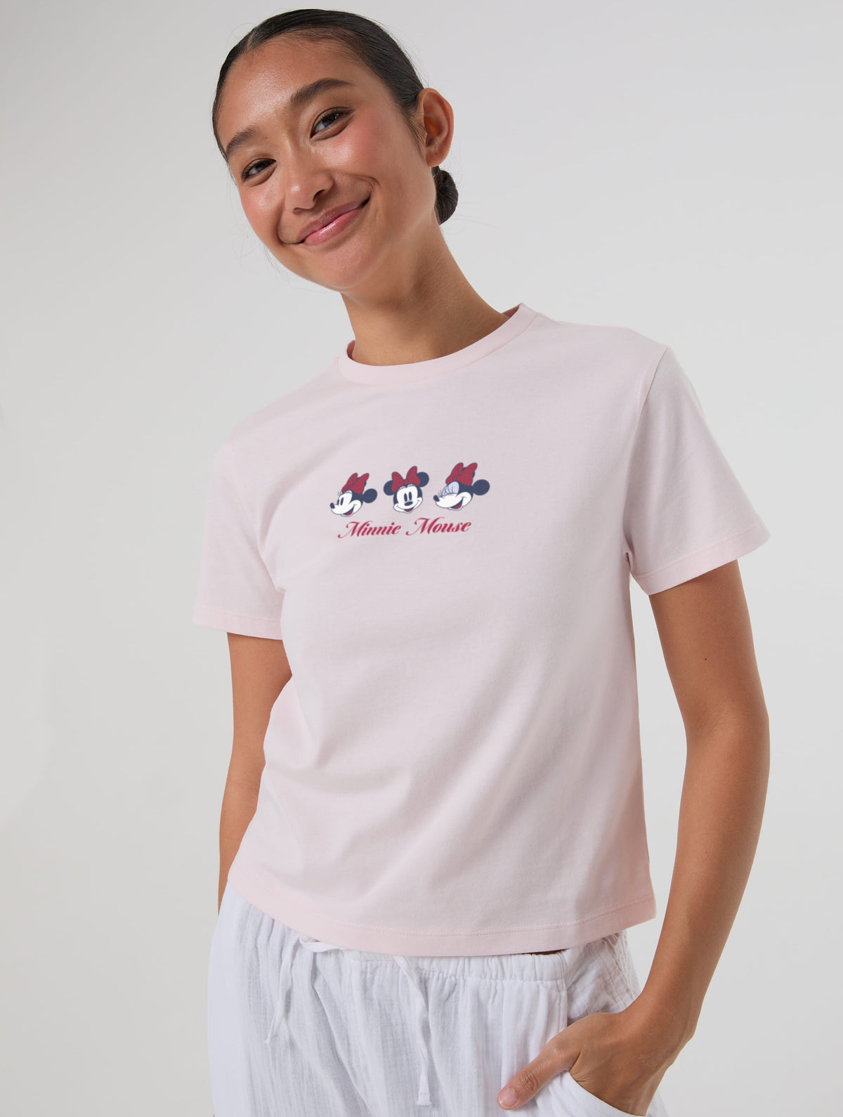 Disney Minnie Mouse Faces Baby T-Shirt In Pink Tops & T-Shirts Skinnydip London
