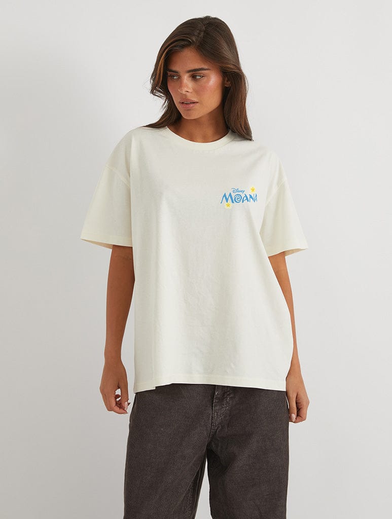 Disney Moana Classic Poster T-Shirt In White Tops & T-Shirts Skinnydip London
