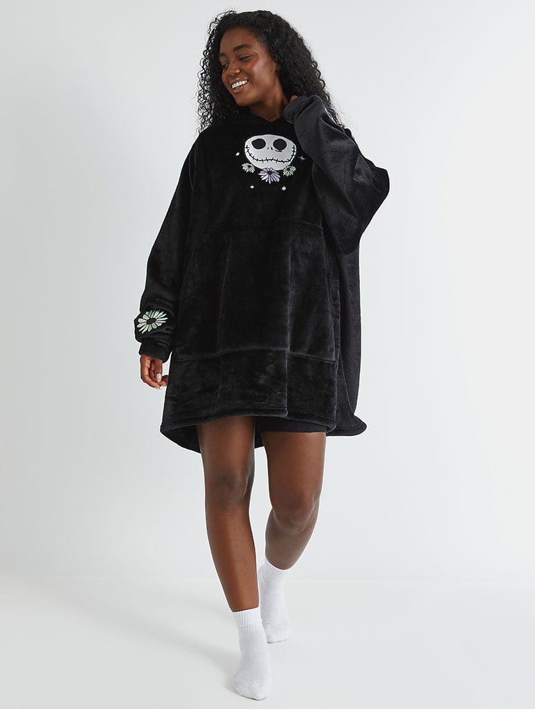Disney Nightmare Before Christmas Embroidered Blanket Hoodie Lingerie & Nightwear Skinnydip London