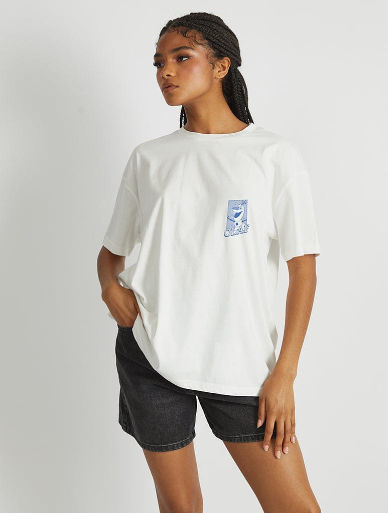 Disney Olaf Poster T-Shirt In White Tops & T-Shirts Skinnydip London