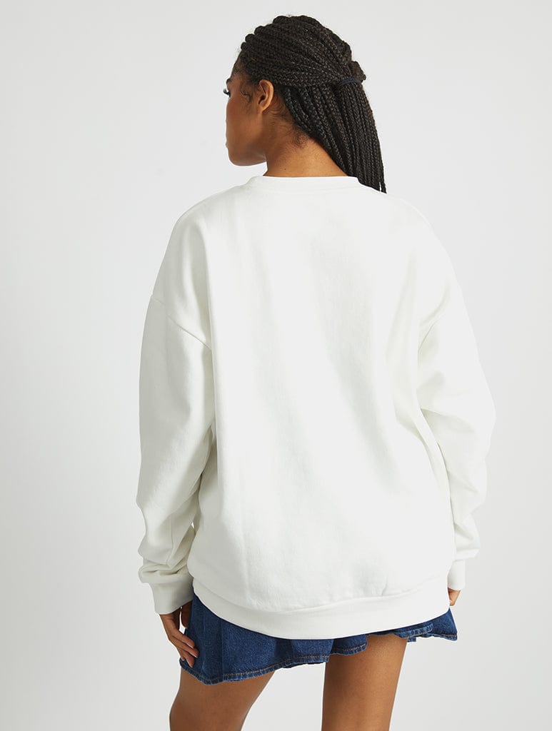 Disney Olaf's Face Sweatshirt In White Hoodies & Sweatshirts Skinnydip London