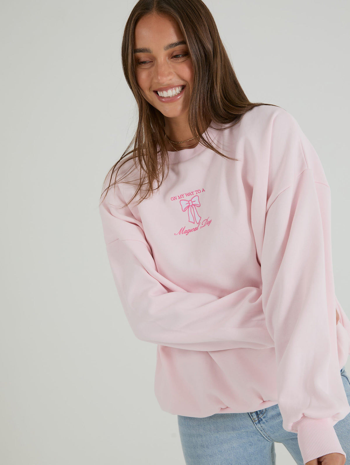 Disney On My Way To A Magical Day in Pink Sweatshirt Hoodies & Sweatshirts Skinnydip London